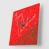 Handgetekend Prettig Kerstfeest Vierkante Klok (Hoek)