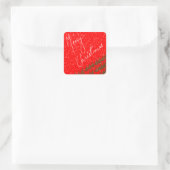 Handgetekend Prettig Kerstfeest Vierkante Sticker (Tas)