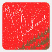 Handgetekend Prettig Kerstfeest Vierkante Sticker (Voorkant)