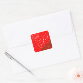 Handgetekend Prettig Kerstfeest Vierkante Sticker