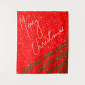 Handgetekend Prettig Kerstfeest Wandkleed (Voorkant)