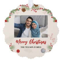 Handgetekend Prettig Kerstmis Eén Foto