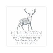 Handgetekend rendier familienaam retouradres zelfinktende stempel (Design)