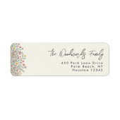Handgetekend retouradres met wilde bloemen etiket (Voorkant)