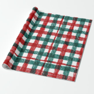 Handgetekend rood en groen kerst geruit patroon cadeaupapier
