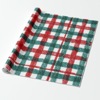 Handgetekend rood en groen kerst geruit patroon cadeaupapier