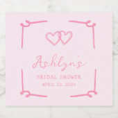 Handgetekend roze hart bruidsdouche champagne etik sparkling wijnetiket (Enkel label)