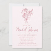  handgetekend roze rozenboeket Vrijgezellenfeest Kaart (Voorkant)