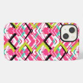 Handgetekend roze zigzagpatroon iPhone hoesje (Achterkant horizontaal)