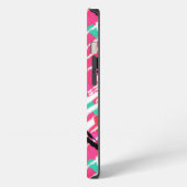 Handgetekend roze zigzagpatroon iPhone hoesje (Linkerkant)