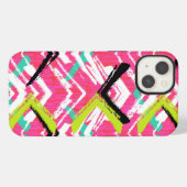 Handgetekend roze zigzagpatroon iPhone hoesje (Achterkant horizontaal)