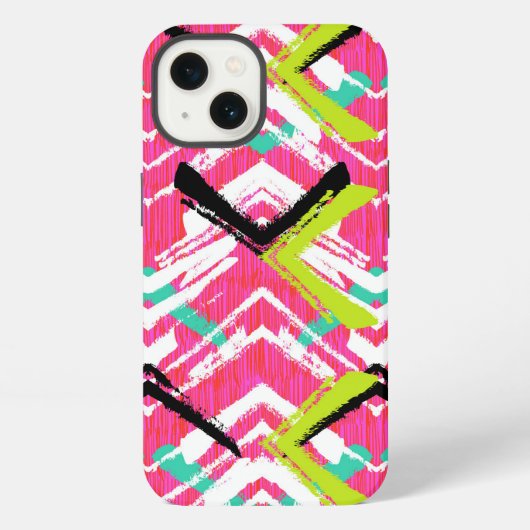 Handgetekend roze zigzagpatroon iPhone hoesje (Achterkant)