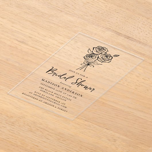  handgetekend rozenboeket Vrijgezellenfeest Acryl Uitnodigingen (Laagn)