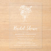 handgetekend rozenboeket Vrijgezellenfeest Acryl Uitnodigingen (Voorkant)