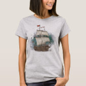 Handgetekend Schip T-shirt (Voorkant)