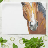 Handgetekend schort met vospaard theedoek (Gevouwen)