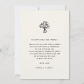 Handgetekend script trendy trouwfoto bedankkaart (Achterkant)