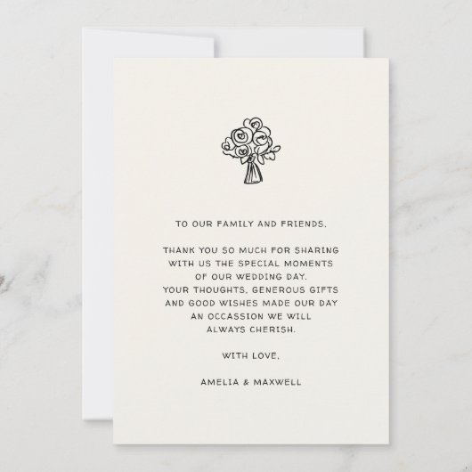 Handgetekend script trendy trouwfoto bedankkaart (Achterkant)