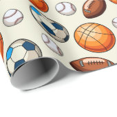 Handgetekend sportballen inpakpapier (Rol Hoek)