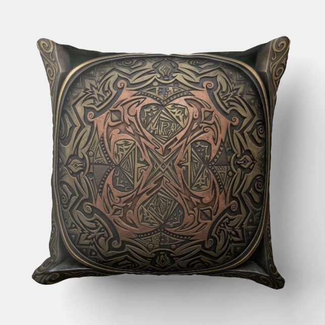 Handgetekend tot 3D digitaal: Ingewikkelde bronzen Kussen (Voorkant)
