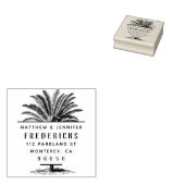 Handgetekend Tropisch Palm Wedding Return Address Rubberstempel (Gestempeld)