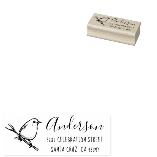 Handgetekend Vogel Custom Handgeschreven Retouradr Rubberstempel (Gestempeld)