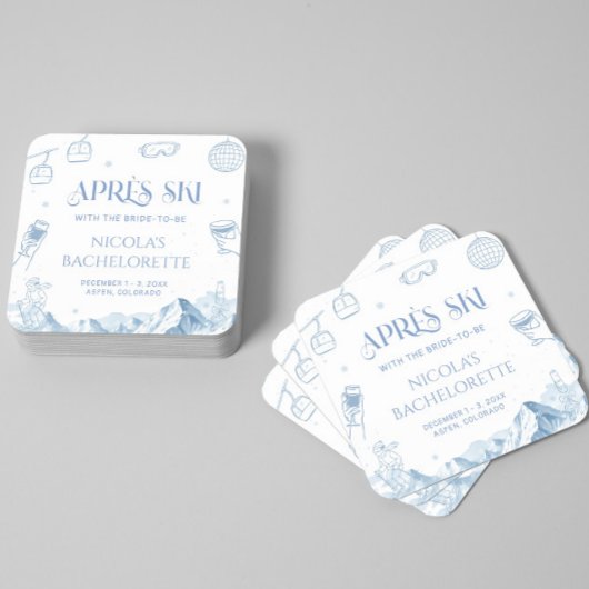 Handgetekend Winter Après-ski Bachelorette-feestje Kartonnen Onderzetters