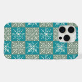 handgetekend wintersneeuwvlokpatroon iPhone hoesje (Achterkant horizontaal)