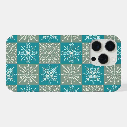 handgetekend wintersneeuwvlokpatroon iPhone hoesje (Achterkant horizontaal)