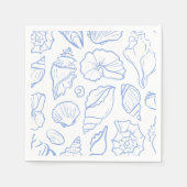 Handgetekend Zachte Blauwe Schelpen Allover Patroo Servet (Voorkant)