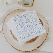 Handgetekend Zachte Blauwe Schelpen Allover Patroo Servet