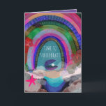 Handgetekend Zee Shell helder kleurrijk gedenkel Kaart<br><div class="desc">Schrijf je eigen shell pun of gebruik deze in plaats van 'vier'. Pas de foto,  het bericht en de kleuren binnen aan. Originele kunst van Becky Nimoy</div>