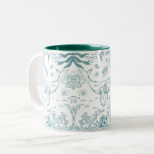 Handgetekend zeeleven tweekleurige koffiemok (Voorkant links)