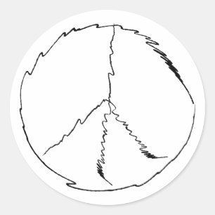 Handgetekend zwart, geïsoleerd, creatief vredestek ronde sticker