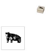 Handgetekend zwart, monochroom Beer Rubberstempel (Gestempeld)