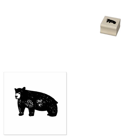 Handgetekend zwart, monochroom Beer Rubberstempel (Gestempeld)