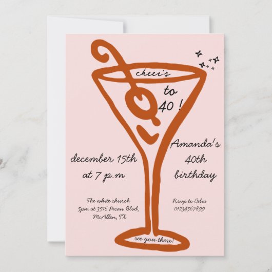 Handgetekende 40e verjaardag kaart (Voorkant)