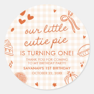 Handgetekende 'A Little Cutie Pie' 1e verjaardag h Ronde Sticker
