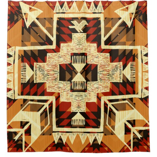 Handgetekende, abstracte illustratie van Native Am Douchegordijn (Voorkant)