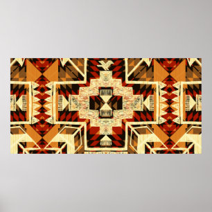 Handgetekende, abstracte illustratie van Native Am Poster