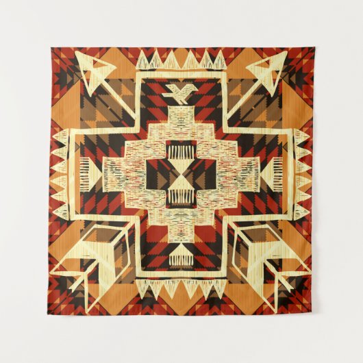 Handgetekende, abstracte illustratie van Native Am Wandkleed (Voorkant)