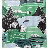 Handgetekende abstracte scandinavische afbeelding douchegordijn (Voorkant)