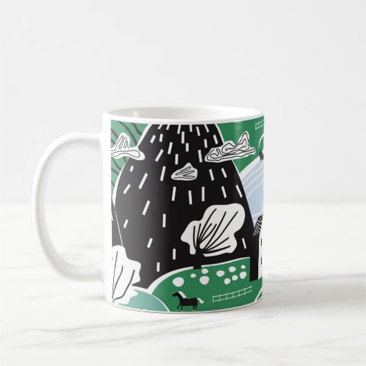 Handgetekende abstracte scandinavische afbeelding koffiemok (Links)