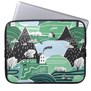 Handgetekende abstracte scandinavische afbeelding laptop sleeve