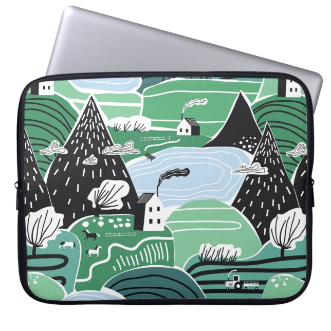 Handgetekende abstracte scandinavische afbeelding laptop sleeve (Voorkant)