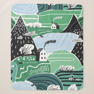 Handgetekende abstracte scandinavische afbeelding sherpa deken