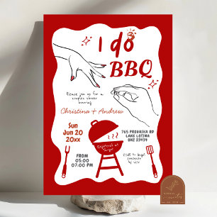 Handgetekende achtertuin I do BBQ verlovingsfeest Kaart