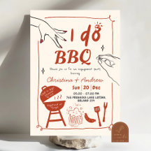 Handgetekende achtertuin I do BBQ verlovingsfeestj