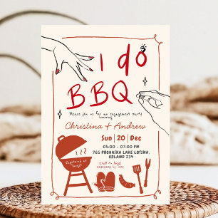 Handgetekende achtertuin I do BBQ verlovingsfeestj Kaart