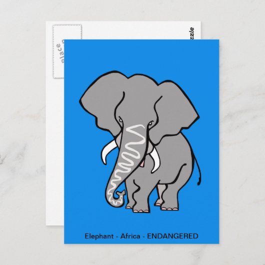 Handgetekende Afrikaanse olifant Conservation - Bl Briefkaart (Voorkant / Achterkant)